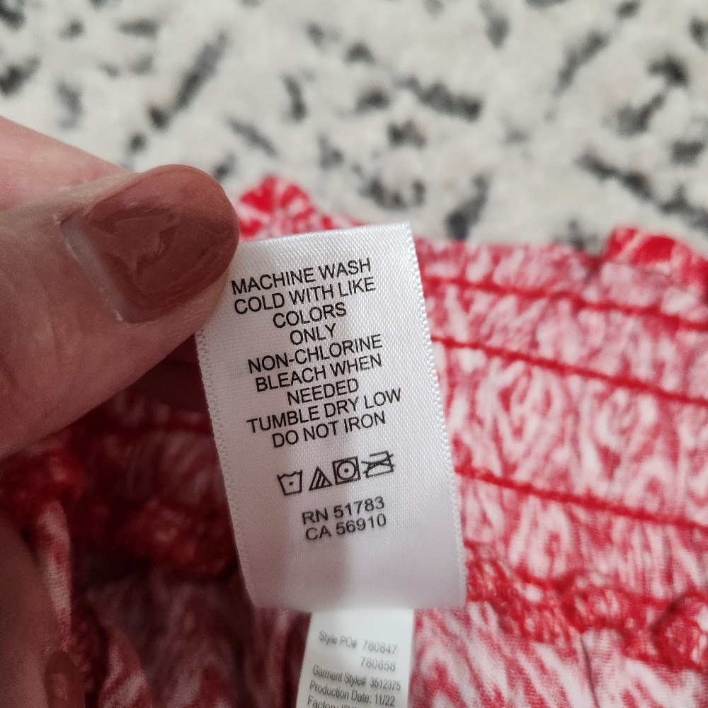 Maurice’s Shorts Flowy Drawstring Geometric Red White Design Comfy Rayon M - Picture 6 of 11